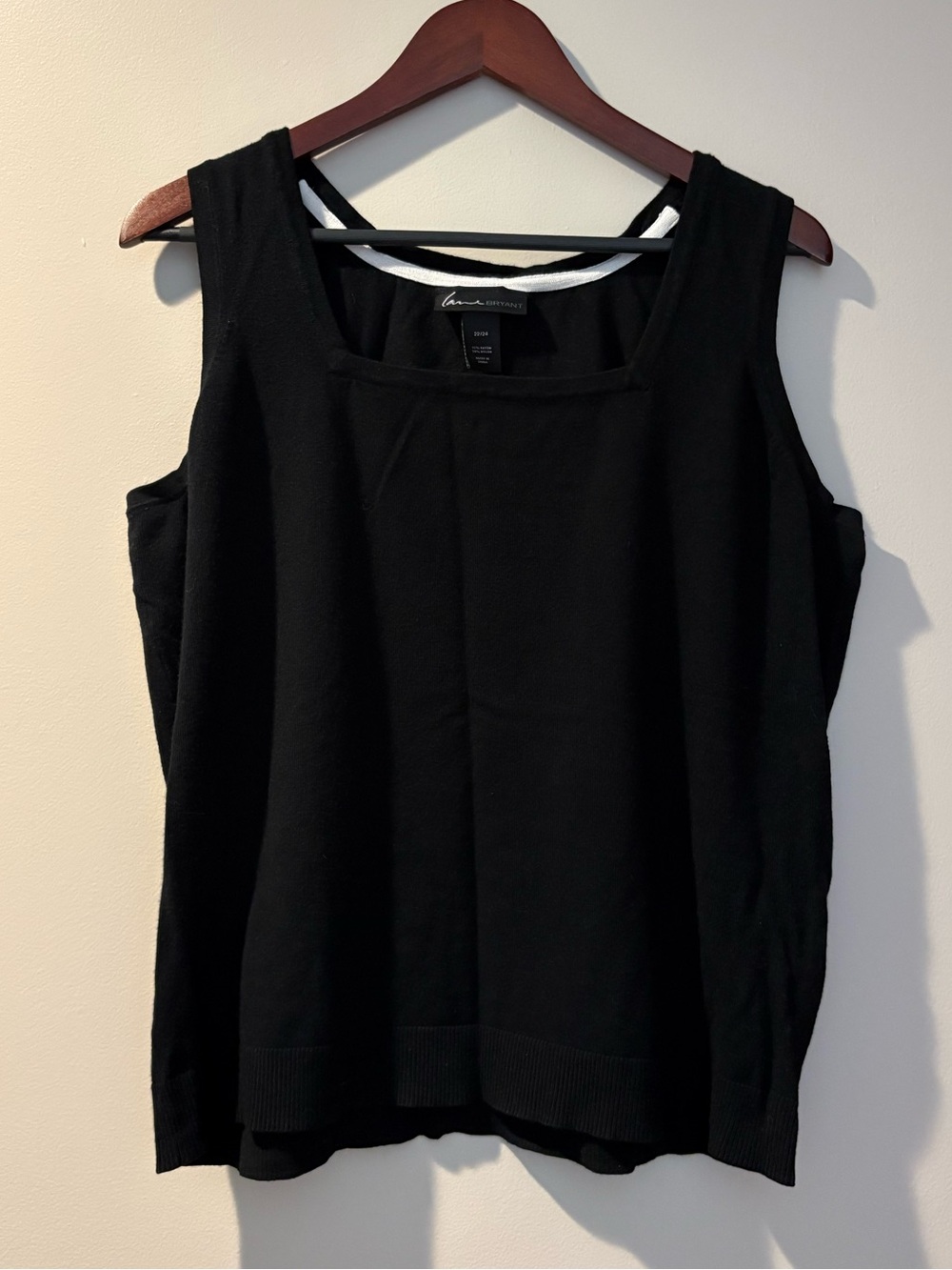 Lane Bryant Black Square Neck Sleeveless Sweater Knit Shell Plus Size 3X 22/24